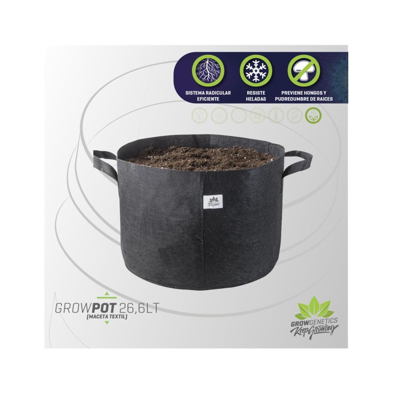 Maceta Textil 26.6 Lt - 7 GAL (Pack 5 Unid) - Grow Genetics